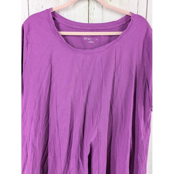 Ava‎ Plus Size 2X Womens Purple Short Sleeve Casual Top - Picture 3 of 8